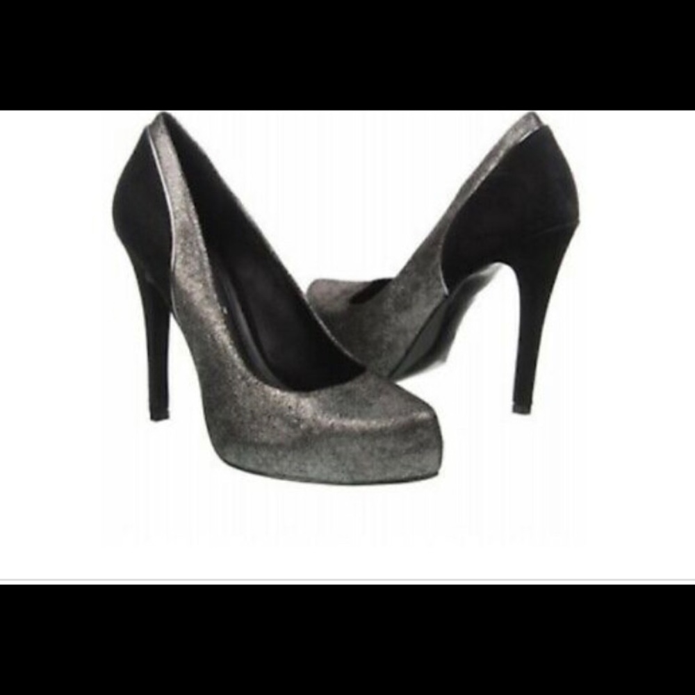 BCBGeneration Black Metallic Platform Pumps